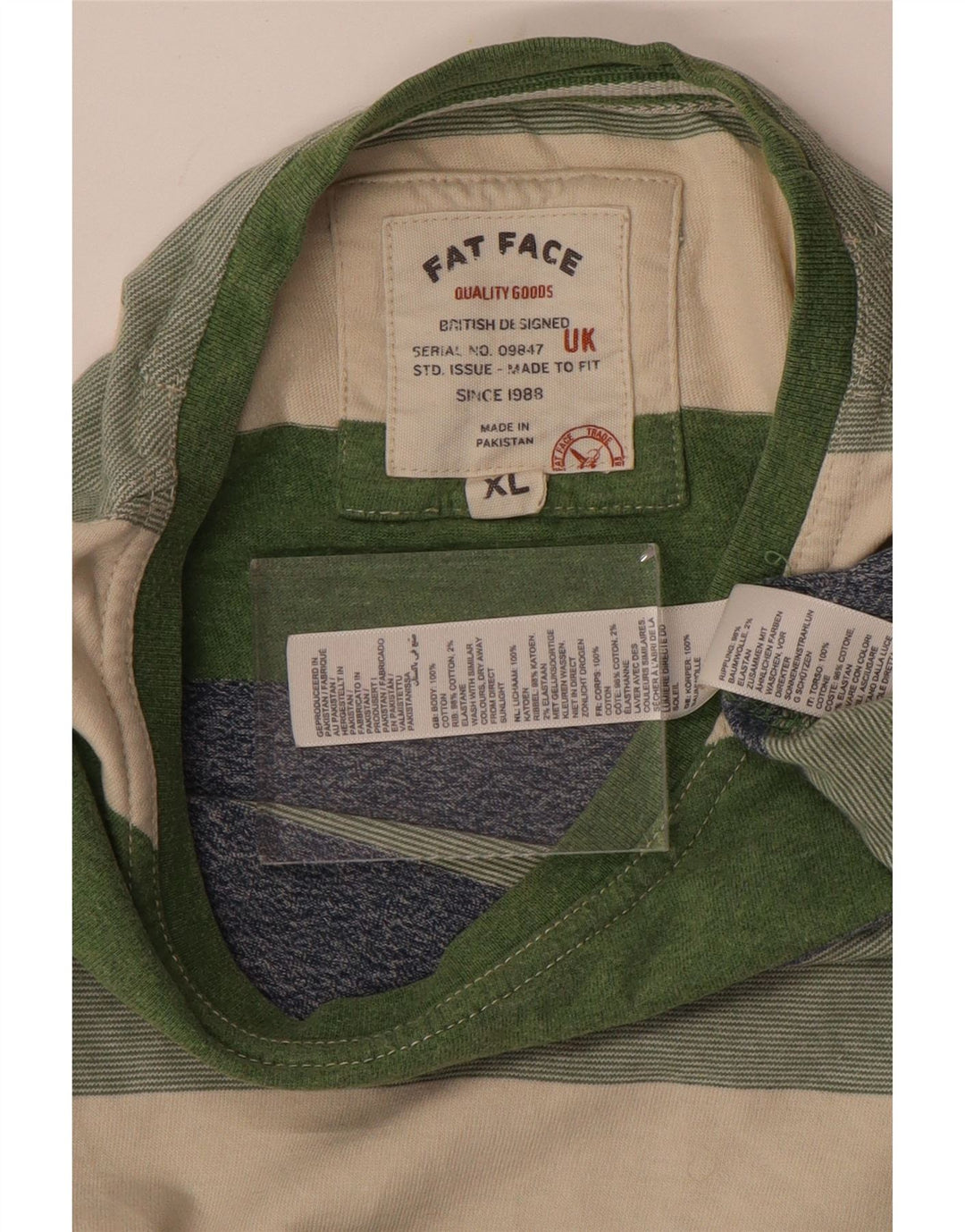 Fat Face T-Shirt Homme Top XL Coton Rayé Multicolore