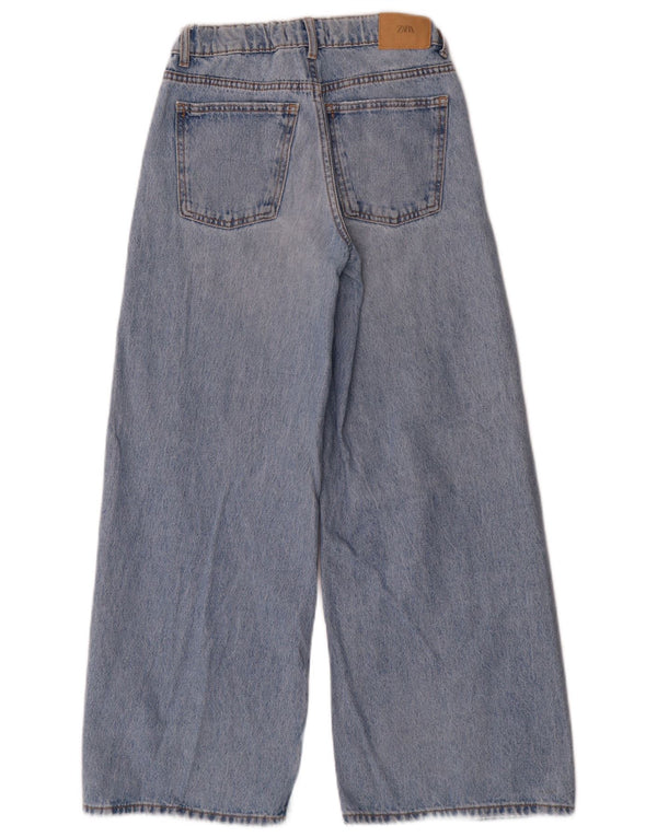 Zara Jeans jambe large effet vieilli pour filles 13-14 ans W26 L27 coton bleu