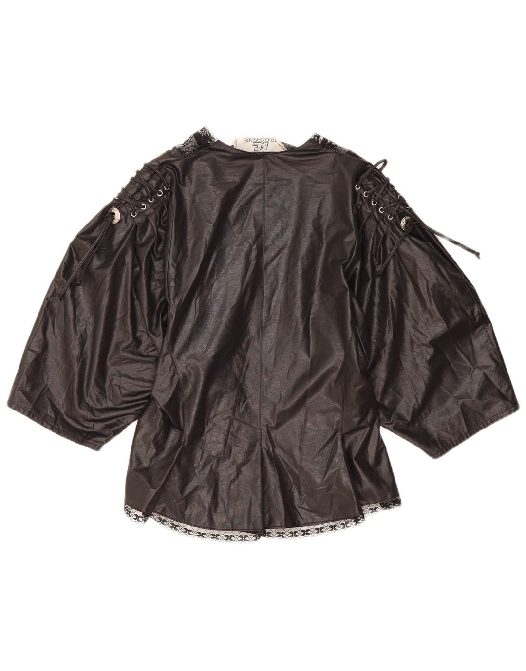 VINTAGE Femme 3/4 Manches Cardigan Top UK 10 Petit Noir