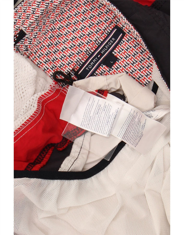 TOMMY HILFIGER Short de Bain Graphique pour Homme Large Blanc Cassé Colourblock