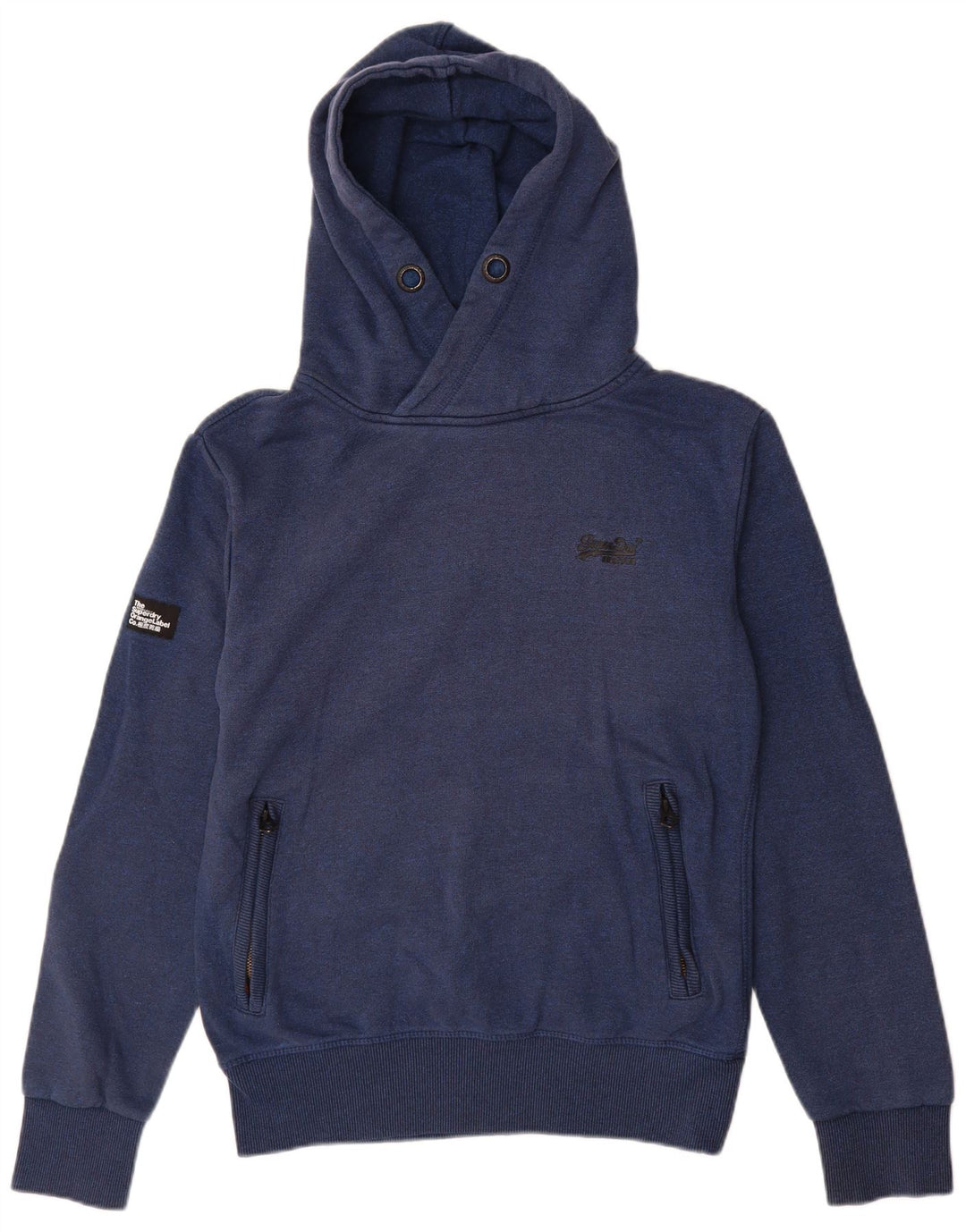 Superdry Pull à capuche pour homme en coton bleu marine Small