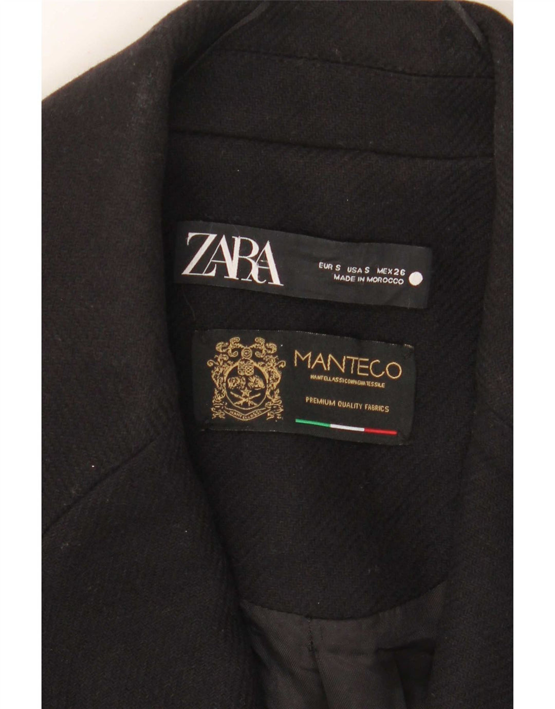 Zara Manteau surdimensionné à double boutonnage pour femme UK 10 Petit Noir