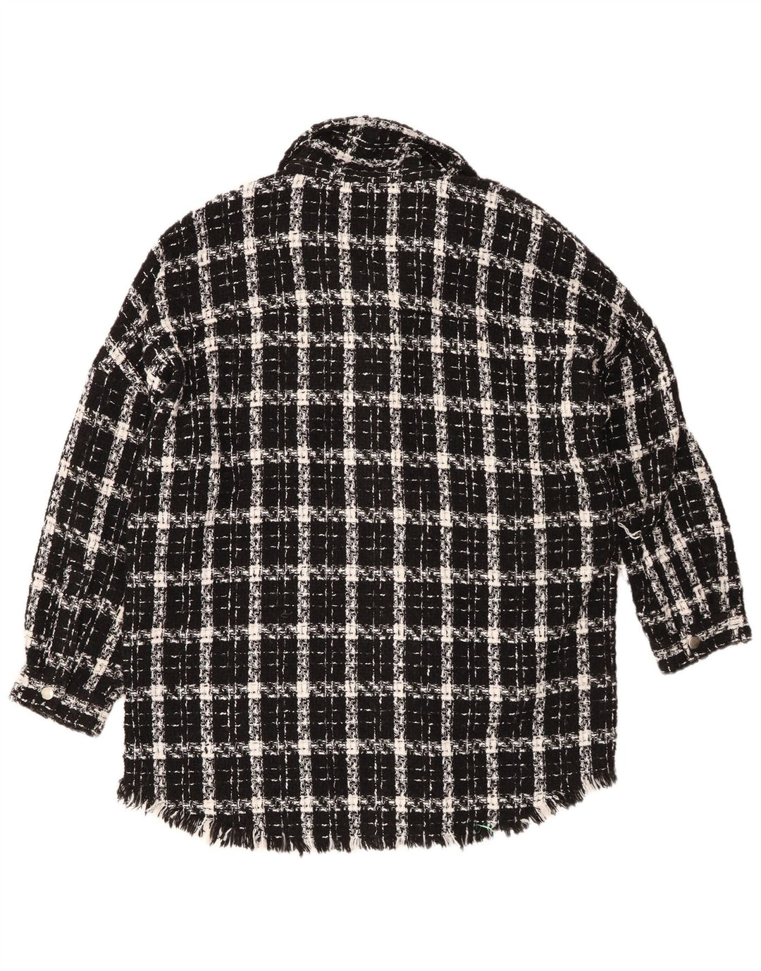 Zara Femme Surchemise Chemise Oversize UK 14 Moyen Noir Check Acrylique