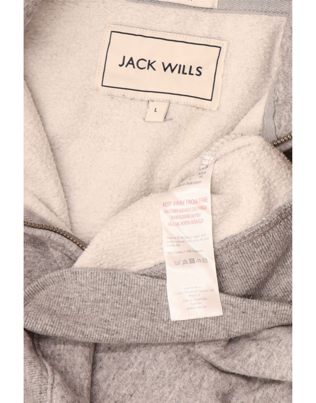 JACK WILLS Sweat-shirt col zippé pour homme en coton moucheté grand gris