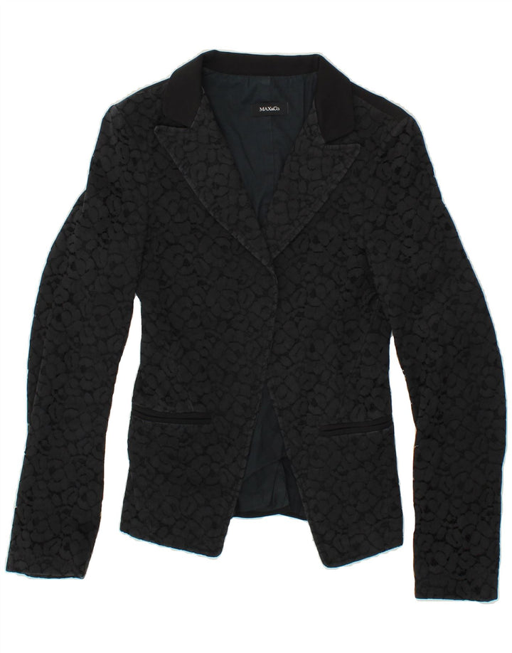 MAX & CO. Womens Abstract Pattern Blazer Jacket UK 12 Medium Black Vintage Max & Co. and Second-Hand Max & Co. from Messina Hembry 