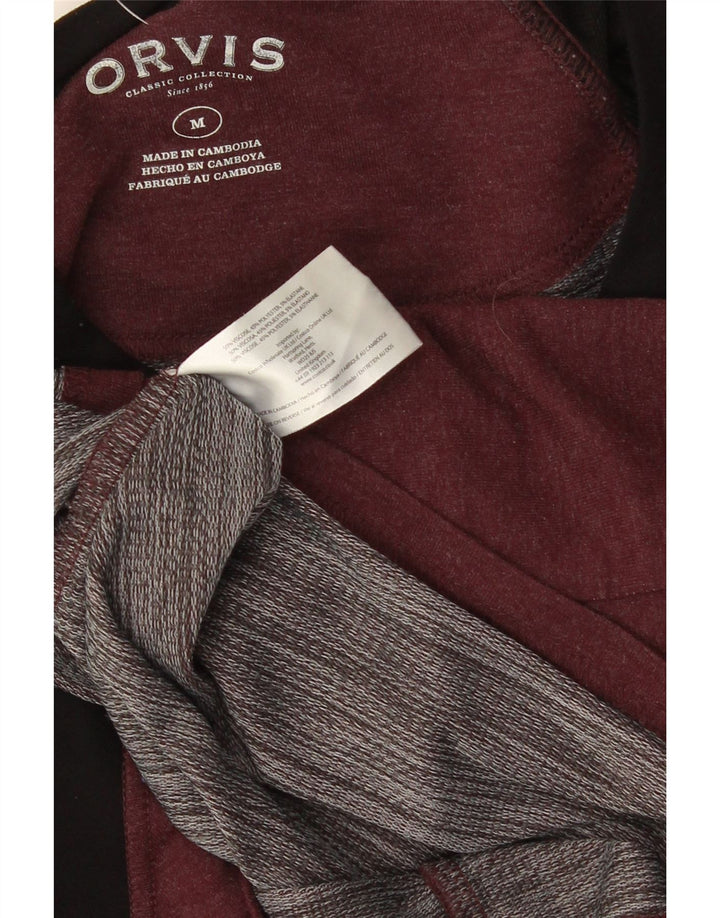 ORVIS Haut à manches longues pour homme en viscose colour block bordeaux moyen