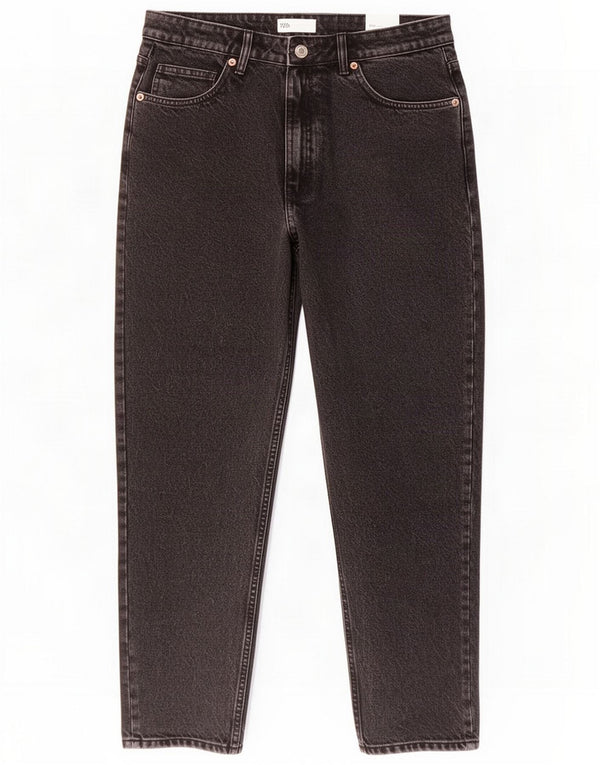 Zara Jean Mom taille haute fuselé pour femme EU 44 XL W30 L27 Coton noir