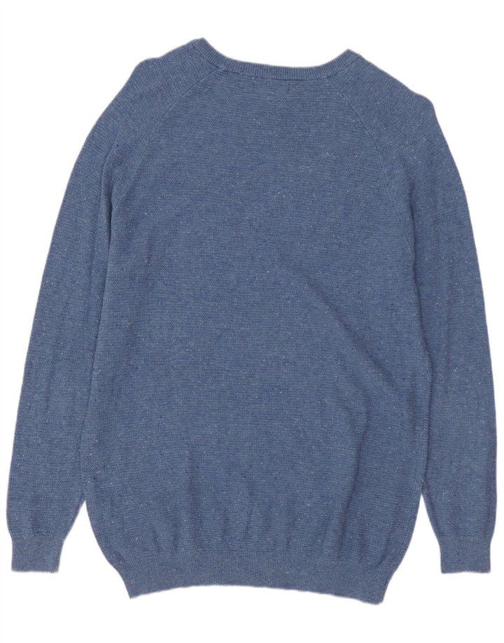ZARA Pull Col Bateau Homme Bleu Moyen Moucheté Polyester