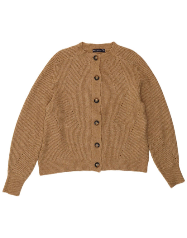 Marks & Spencer Pull Cardigan Femme UK 14 Acrylique Marron Moyen