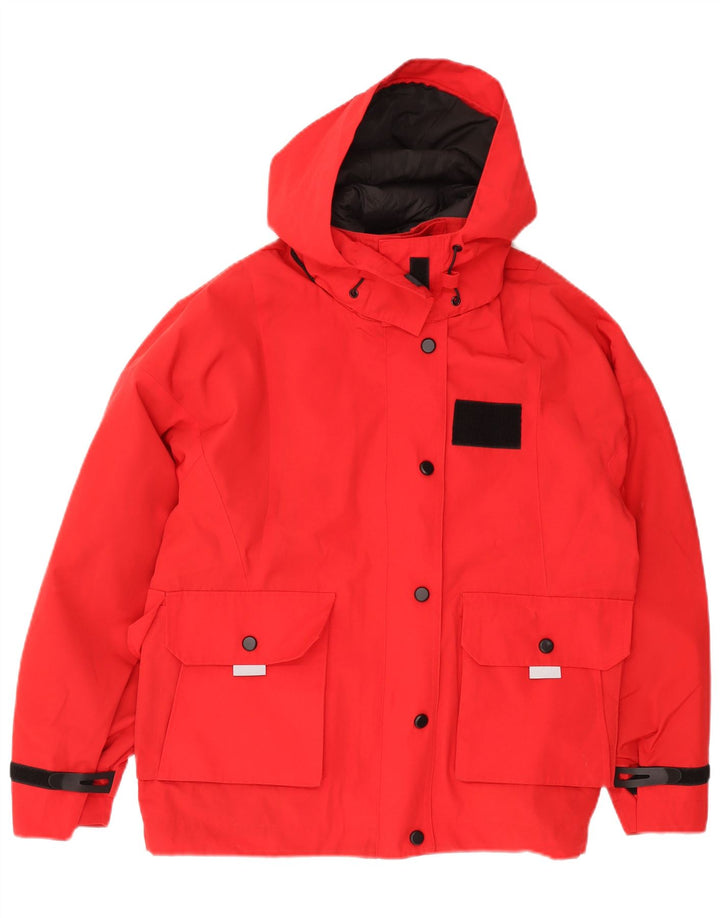 Zara Veste matelassée surdimensionnée à capuche pour femme UK 10 Small Rouge Polyester