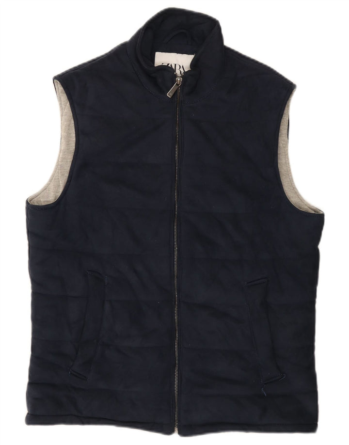 ZARA Gilet rembourré pour homme UK 38 Bleu marine moyen Polyester