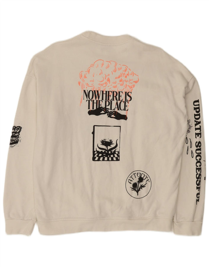 Zara Mens Graphic Sweatshirt Jumper Petit Coton Blanc