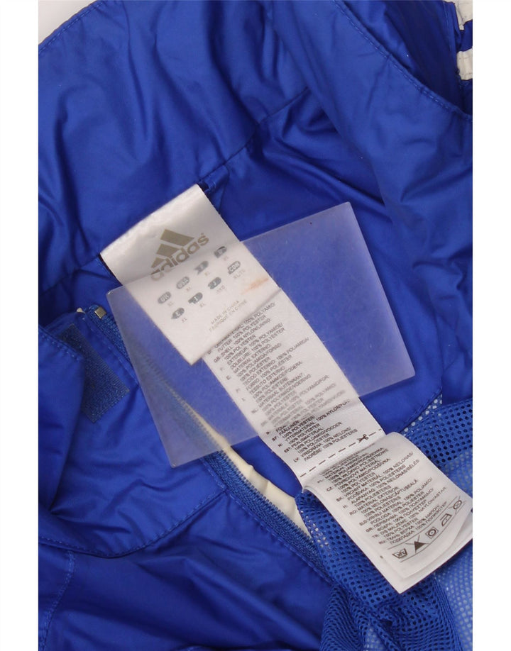 Adidas Veste de pluie à capuche pour homme UK 42 XL Bleu Polyamide