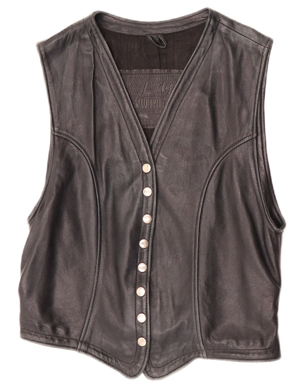 Gilet en cuir pour femme Mauritius UK 14 Grand cuir noir