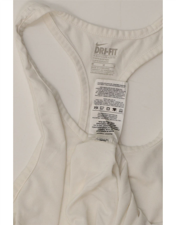 NIKE Débardeur Dri Fit Slim Fit pour femme UK 12 Polyester blanc moyen