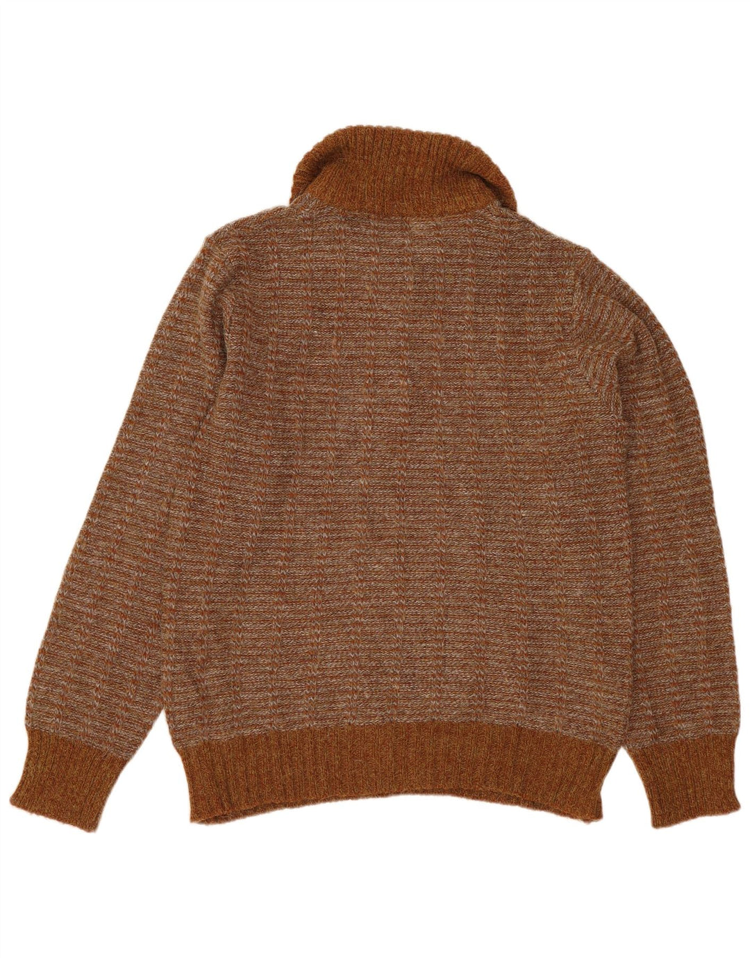 VINTAGE Pull col polo homme IT 50 Acrylique rayé marron moyen