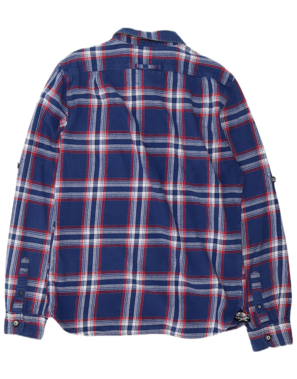 Superdry Chemise en flanelle pour homme en coton à carreaux bleu marine grand