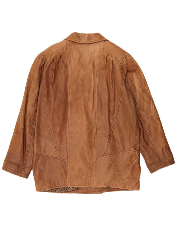 Veste en cuir surdimensionnée femme vintage UK 10 Petit Beige