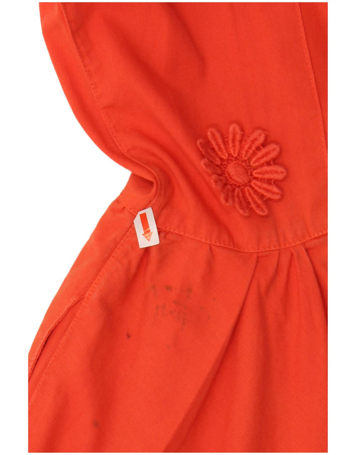 FIORUCCI Robe trapèze sans manches pour femme IT 46 Grand coton fleuri orange