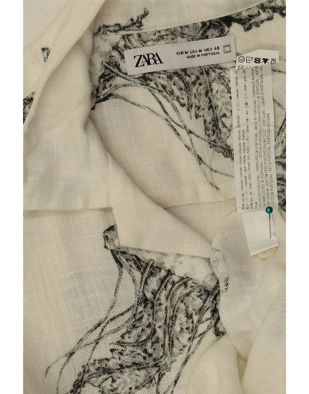 Zara Chemise À Manches Courtes À Motif Abstrait Homme Blanc Moyen Viscose