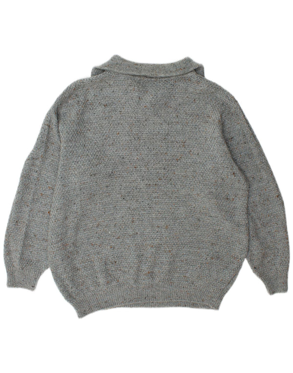 Umberto Rosetti Pull col zippé pour homme UK 42/44 Large Gris Moucheté