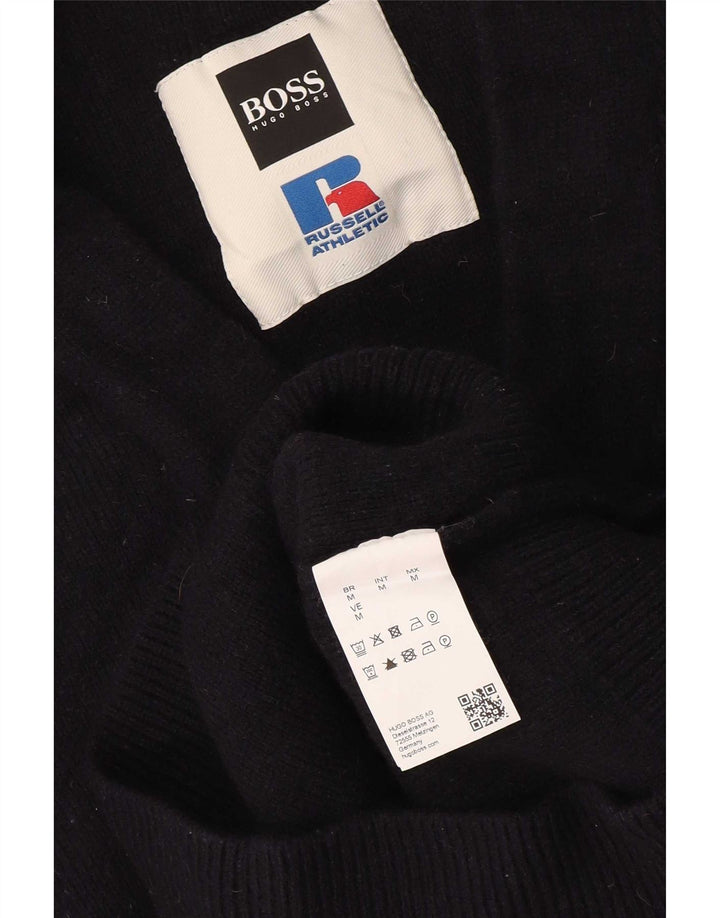 Hugo Boss Pull graphique à col en V pour homme Bleu marine moyen Colourblock