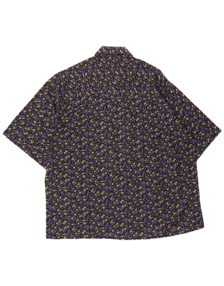 vintage Chemise à manches courtes pour hommes Moyen Violet Floral