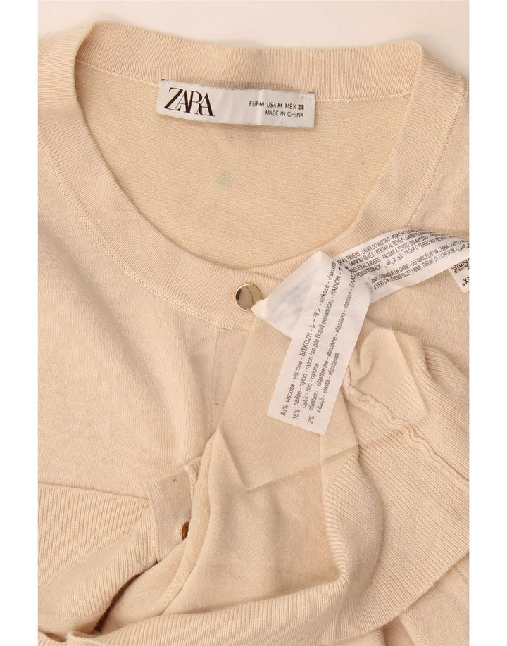 Zara Cardigan Femme Pull UK 12 Viscose Beige Moyen