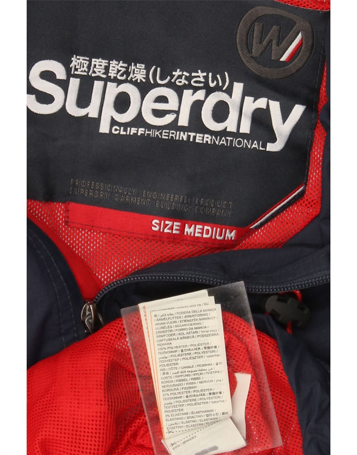 SUPERDRY Veste coupe-vent à capuche pour hommes UK 38 Bleu marine moyen Polyester