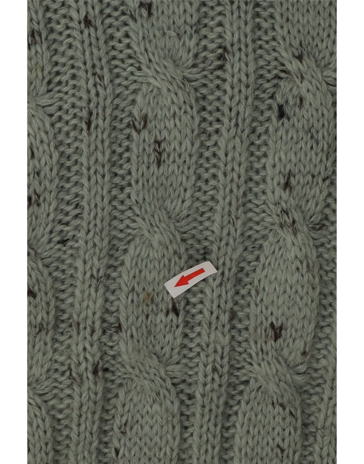 vintage Mens Roll Neck Jumper Pull XL Vert Moucheté Acrylique