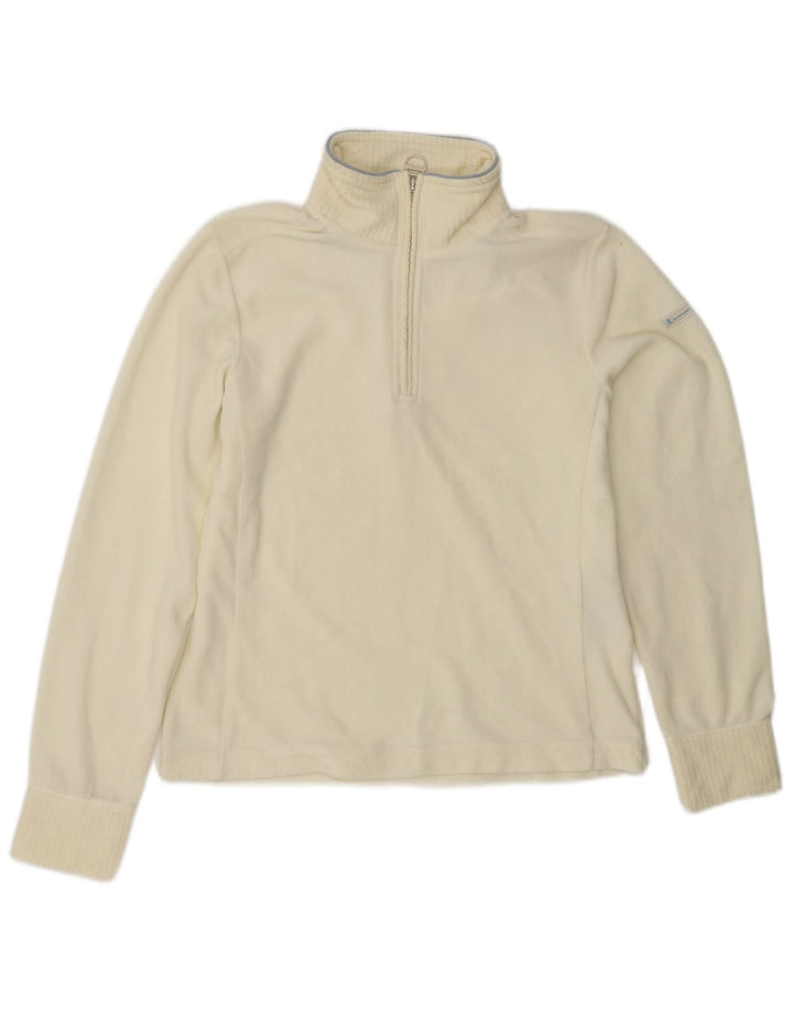 CHAMPION Pull polaire à col zippé pour femme, coupe facile, UK 10, petit, blanc cassé