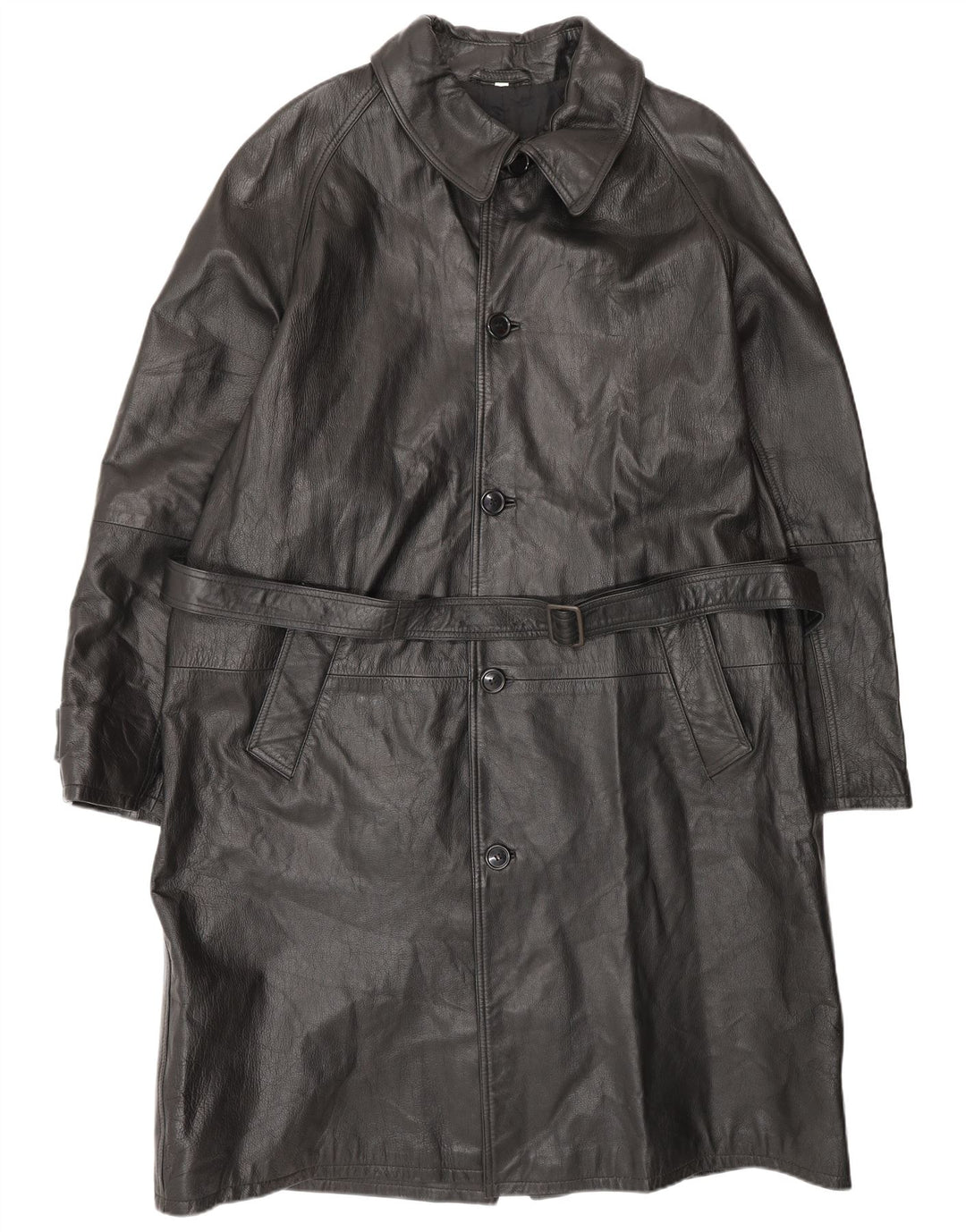 VINTAGE Manteau en Cuir Homme IT 52 XL Cuir Noir