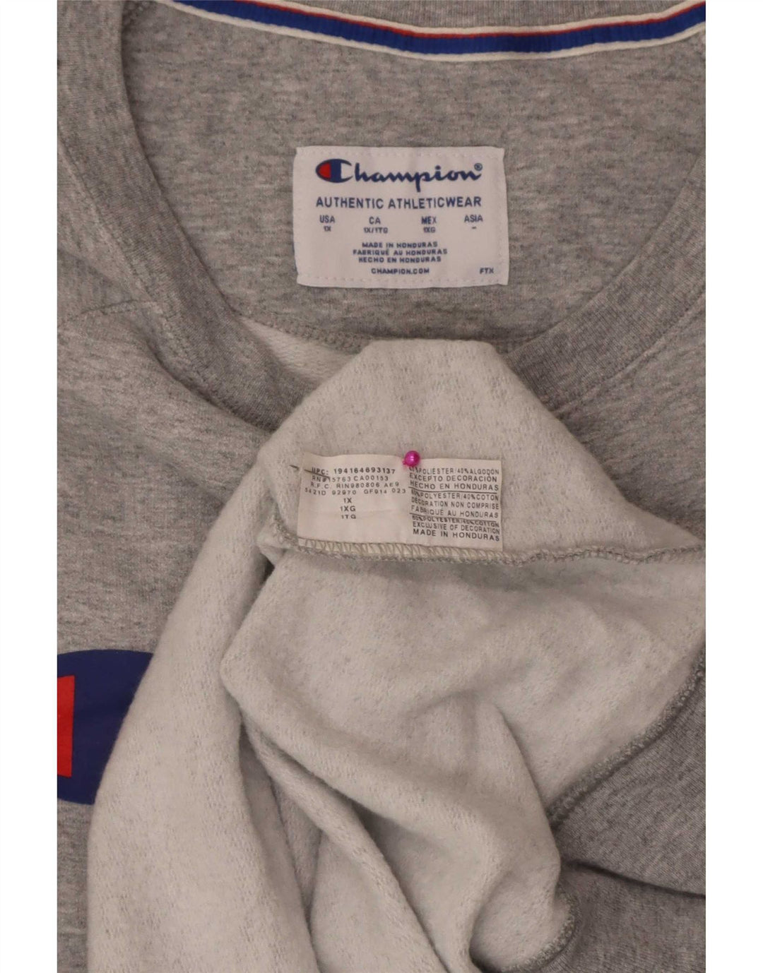 Champion Sweat-shirt graphique pour homme XL Gris Polyester