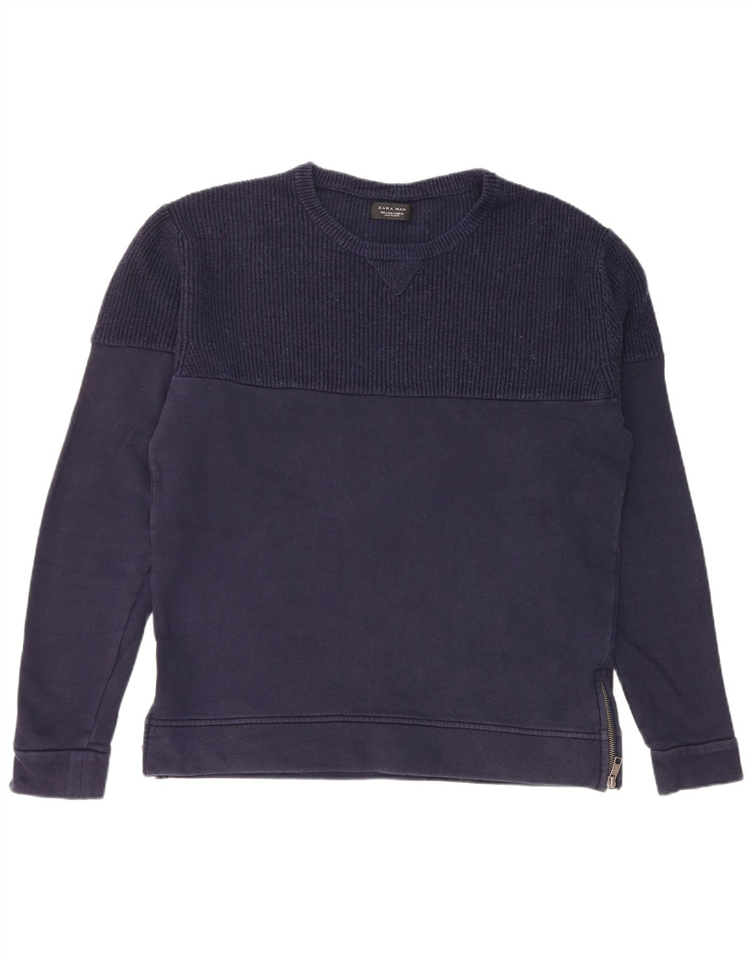 Zara Homme Sweatshirt Jumper Large Bleu Marine Coton