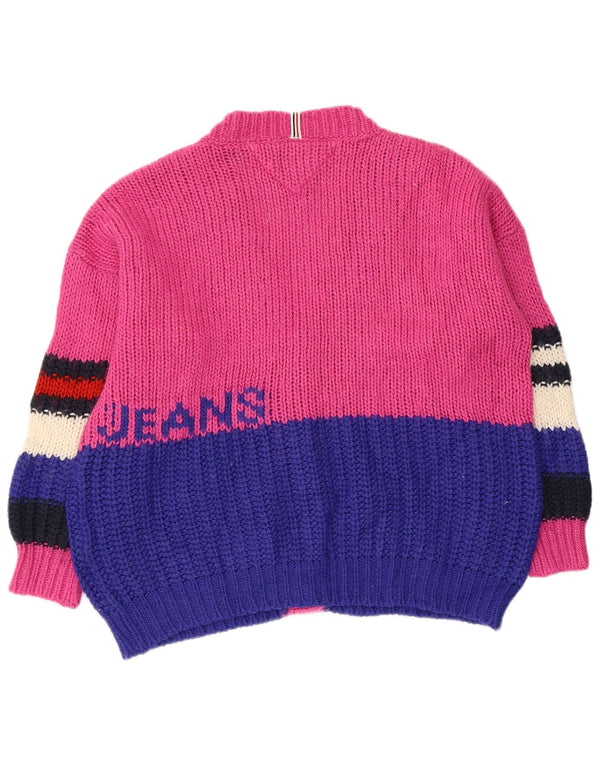Tommy Hilfiger Pull cardigan graphique pour femme UK 14 Rose moyen