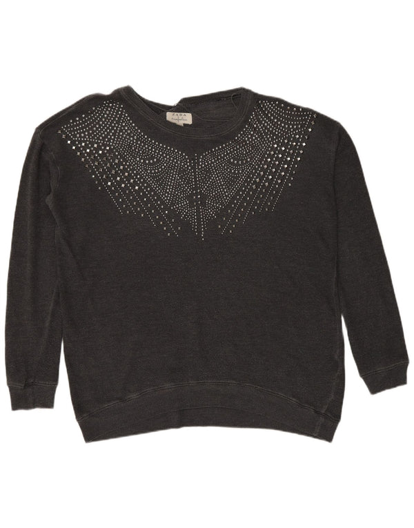 Zara Femme Trafaluc Sweatshirt Jumper UK 14 Gris Moyen