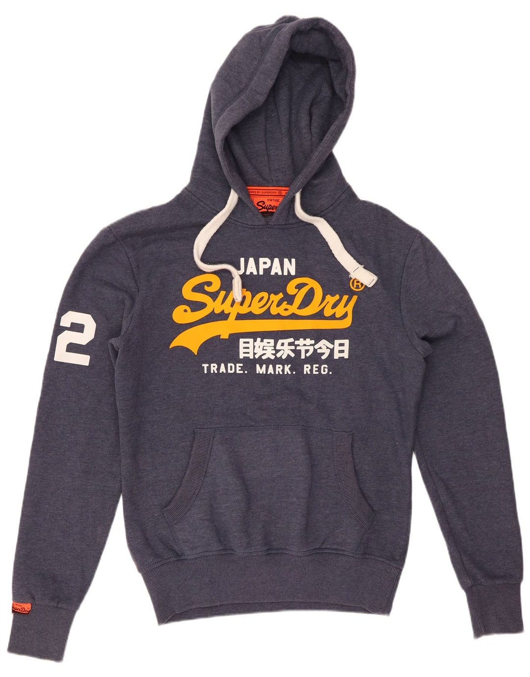SUPERDRY Pull à capuche graphique pour hommes, petit coton bleu marine