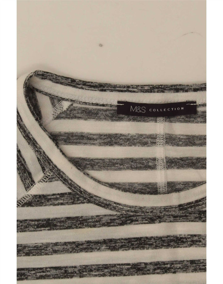 Marks & Spencer Haut à manches 3/4 pour femme UK 16 Large Blanc Rayé
