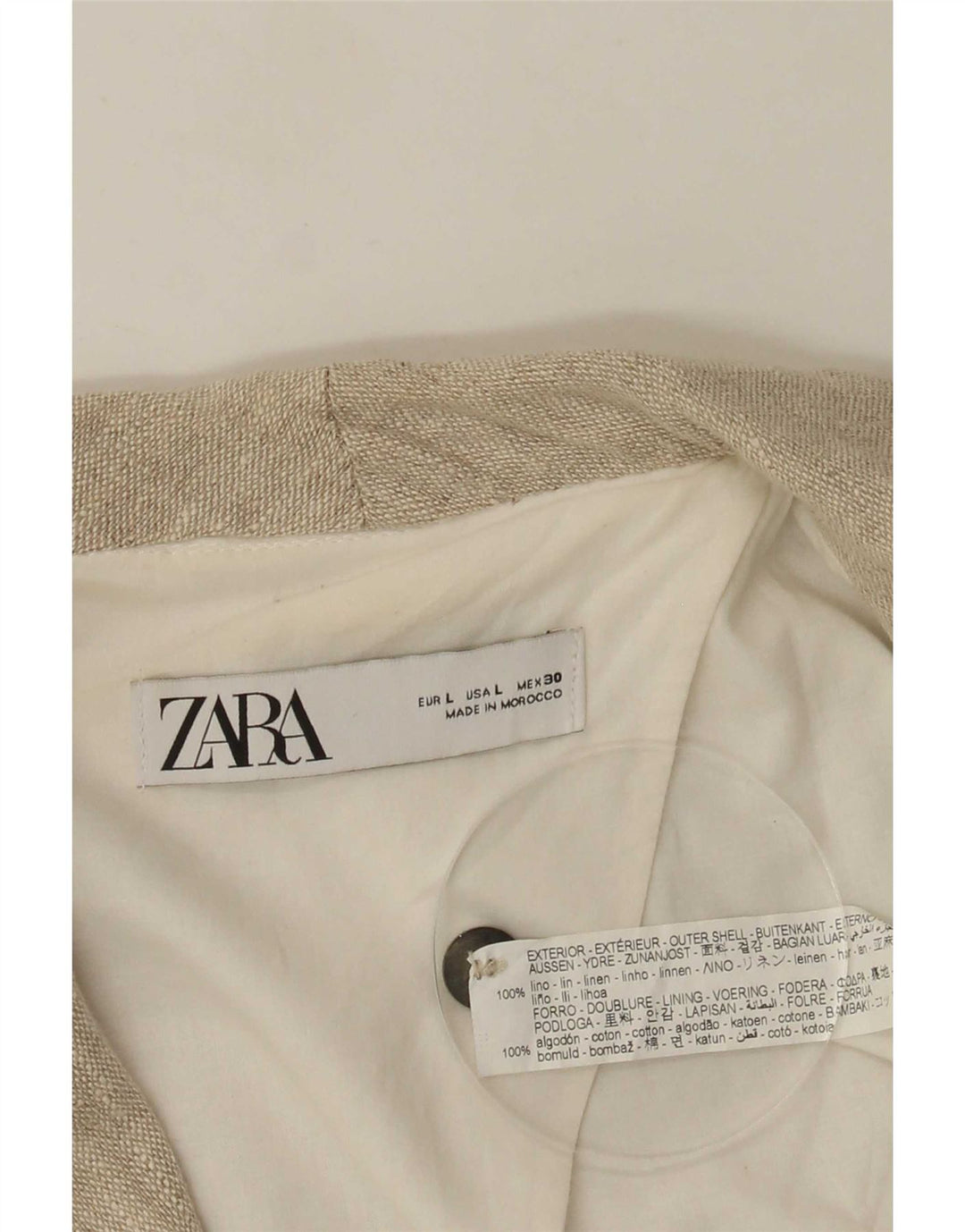 Zara Womens Double Breasted Blazer Jacket UK 16 Grand Lin Beige
