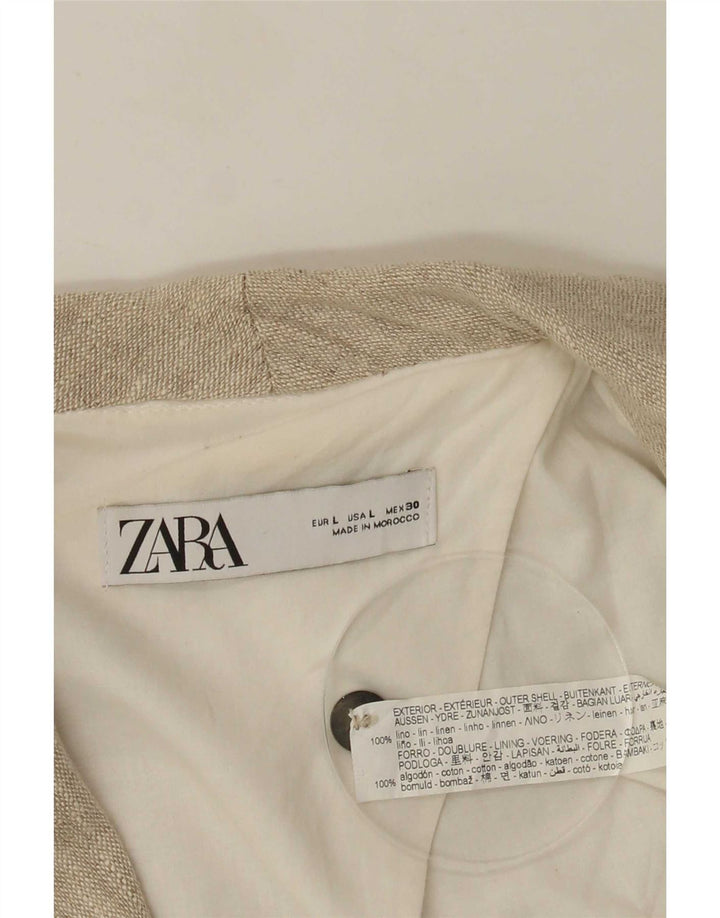 Zara Womens Double Breasted Blazer Jacket UK 16 Grand Lin Beige