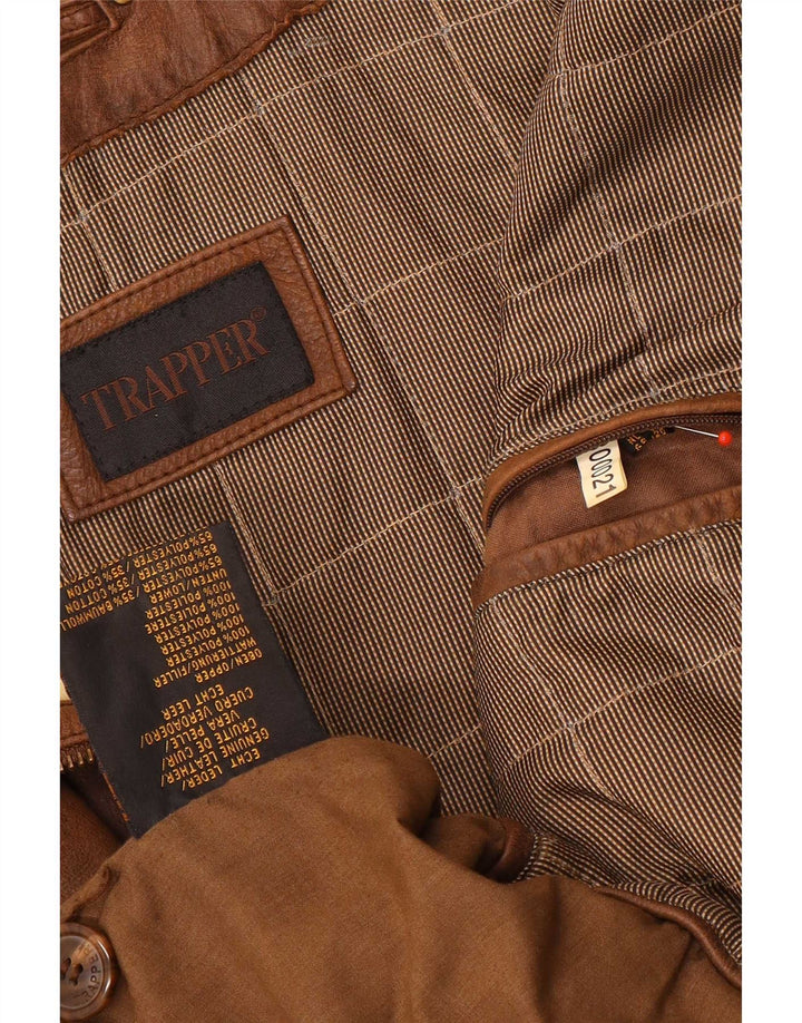 Trapper Veste en cuir pour homme UK 50 5XL Marron