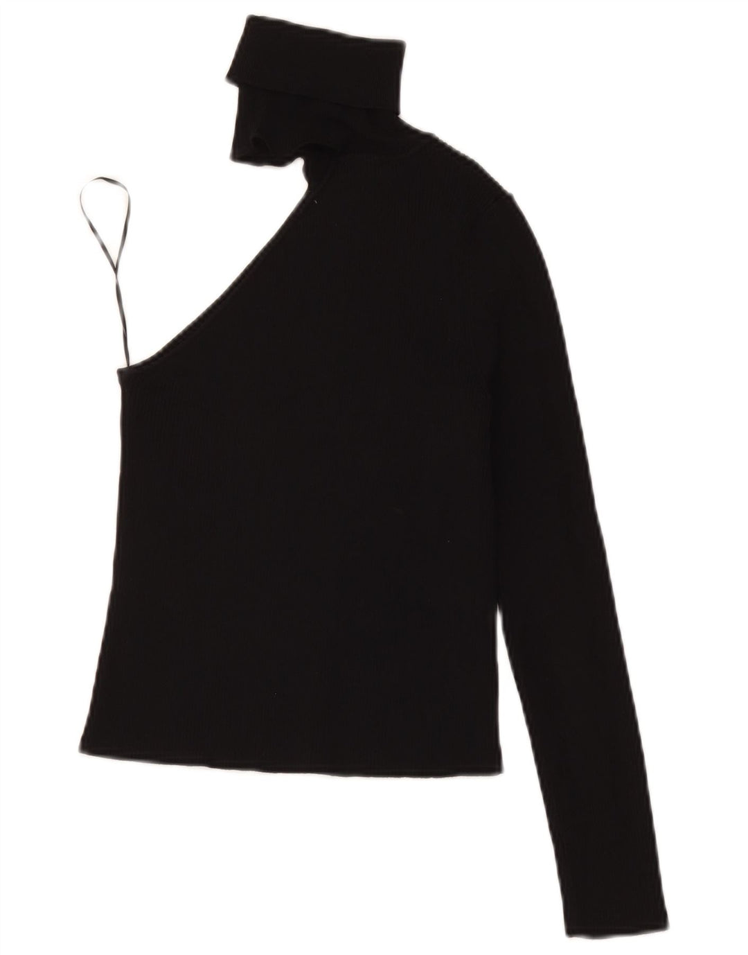 Zara Femme Crop One Épaule Top UK 8 Small Noir Viscose