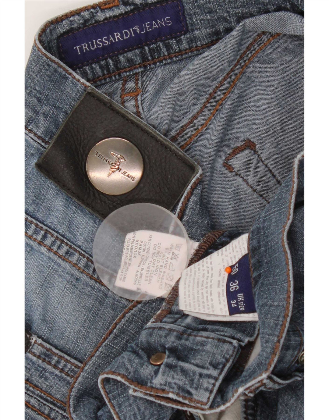 Trussardi Jean Droit W34 L32 Bleu Coton Homme