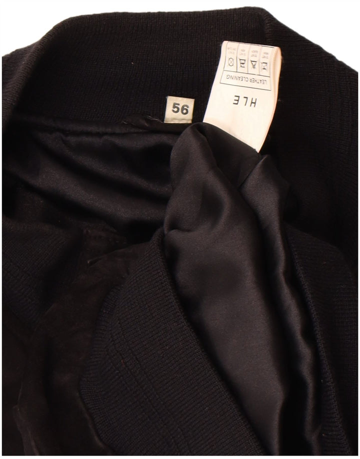 VINTAGE Veste Bomber En Daim Homme IT 56 3XL Cuir Noir