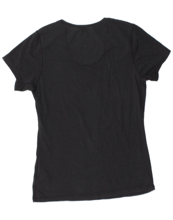 Nike Womens Dri Fit Graphic T-Shirt Top UK 14 Grand Noir Coton