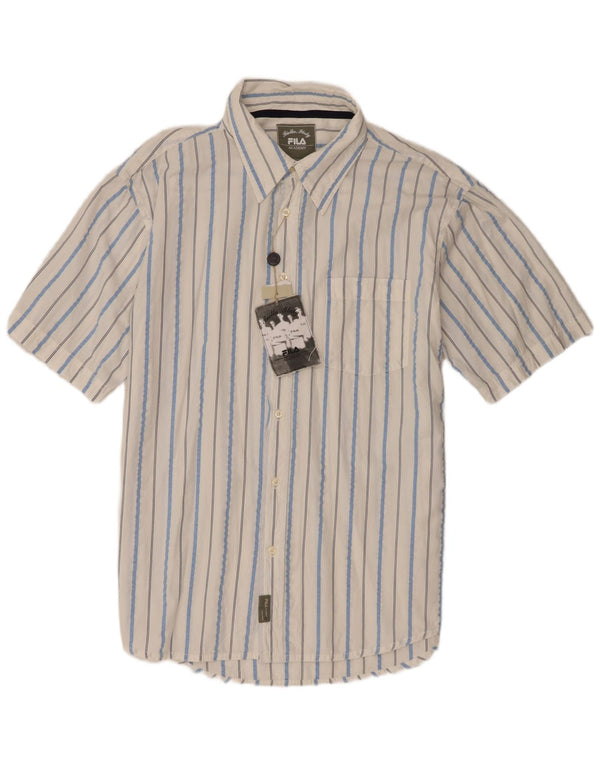 Fila Chemise à manches courtes pour hommes 2XL Coton à fines rayures blanches