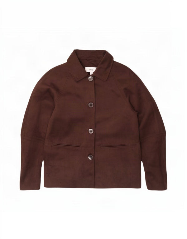 Marks & Spencer Veste blazer à 4 boutons pour femme UK 10 Petit Marron Polyester