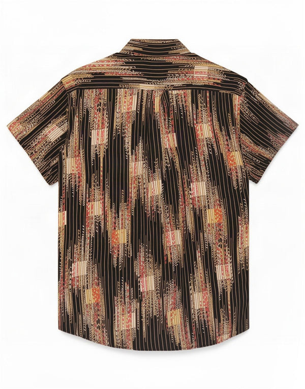 Tipo' S Chemise à manches courtes pour homme à motif abstrait en grande viscose noire