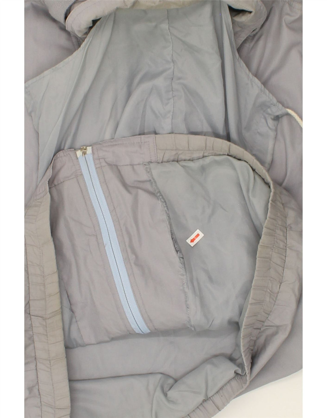 VINTAGE Mens Hooded Bomber Jacket IT 54 2XL Grey Colourblock Polyester Vintage Vintage and Second-Hand Vintage from Messina Hembry 