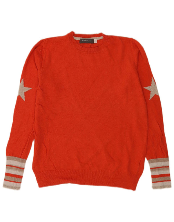 MINT VELVET Pull graphique à col rond pour femme UK 6 XS Orange rayé